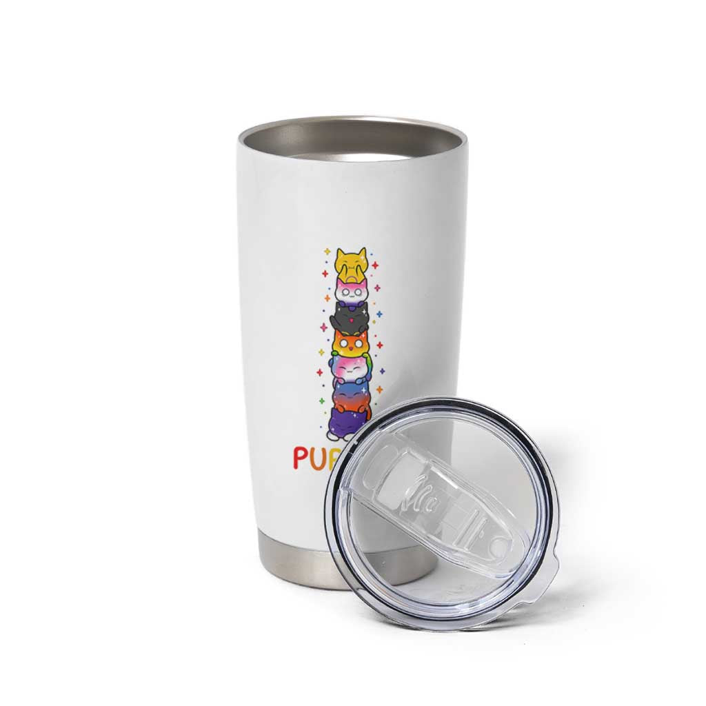 Funny Purride Stacked Cats Pride Tumbler Cup Cute LGBTQ Cat Lover