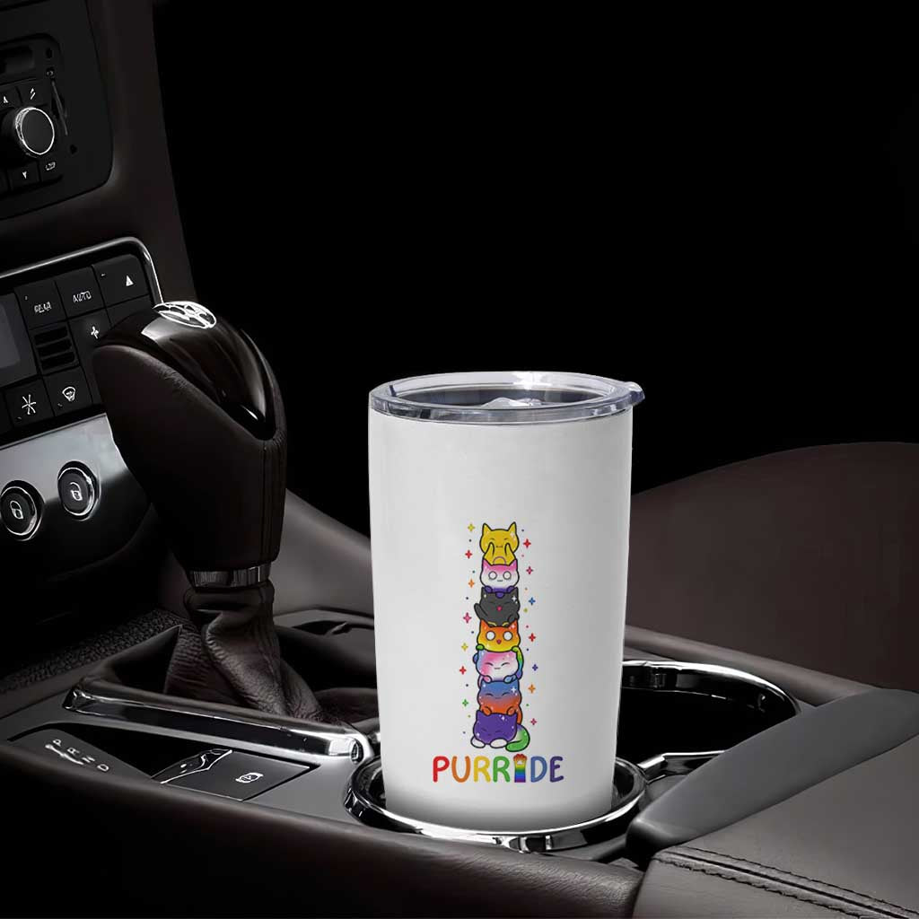 Funny Purride Stacked Cats Pride Tumbler Cup Cute LGBTQ Cat Lover