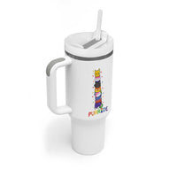 Funny Purride Stacked Cats Pride Tumbler With Handle Cute LGBTQ Cat Lover