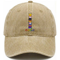 Funny Purride Stacked Cats Pride Washed Cotton Baseball Cap Cute LGBTQ Cat Lover