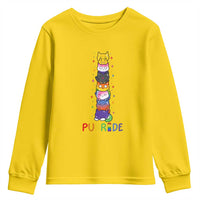 Funny Purride Stacked Cats Pride Youth Sweatshirt Cute LGBTQ Cat Lover
