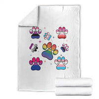 Funny Rainbow Paw Print Pride Throw Blanket LGBTQ Pet Lover