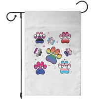 Funny Rainbow Paw Print Pride Garden Flag LGBTQ Pet Lover