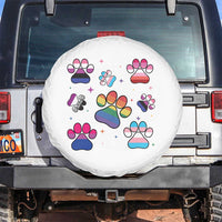 Funny Rainbow Paw Print Pride Spare Tire Cover LGBTQ Pet Lover