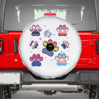 Funny Rainbow Paw Print Pride Spare Tire Cover LGBTQ Pet Lover