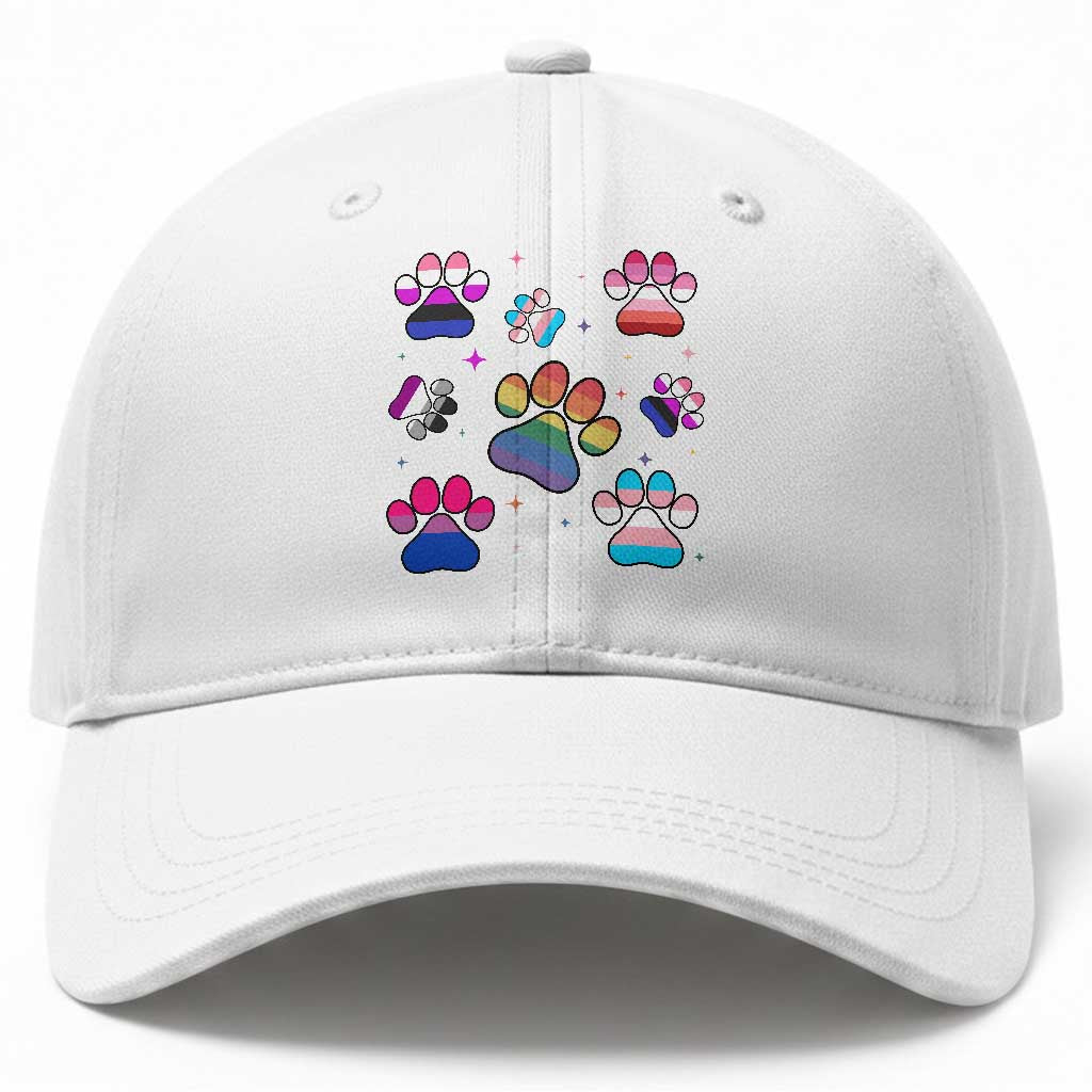 Funny Rainbow Paw Print Pride Baseball Cap LGBTQ Pet Lover