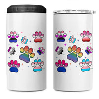 Funny Rainbow Paw Print Pride 4 in 1 Can Cooler Tumbler LGBTQ Pet Lover