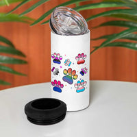 Funny Rainbow Paw Print Pride 4 in 1 Can Cooler Tumbler LGBTQ Pet Lover