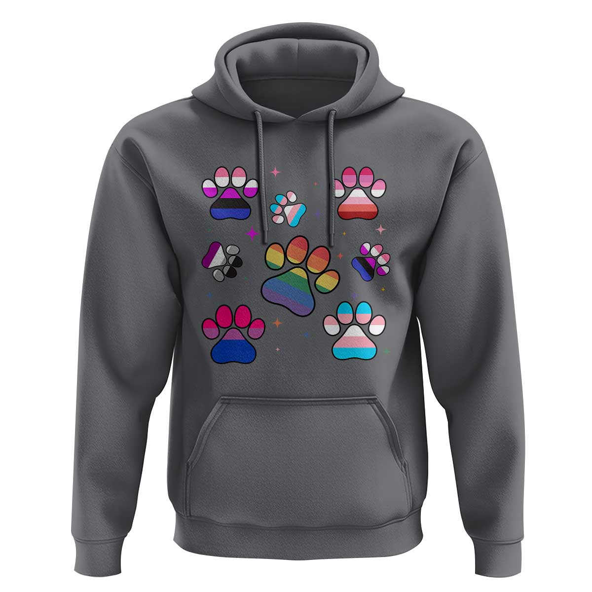 Funny Rainbow Paw Print Pride Hoodie LGBTQ Pet Lover