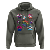 Funny Rainbow Paw Print Pride Hoodie LGBTQ Pet Lover