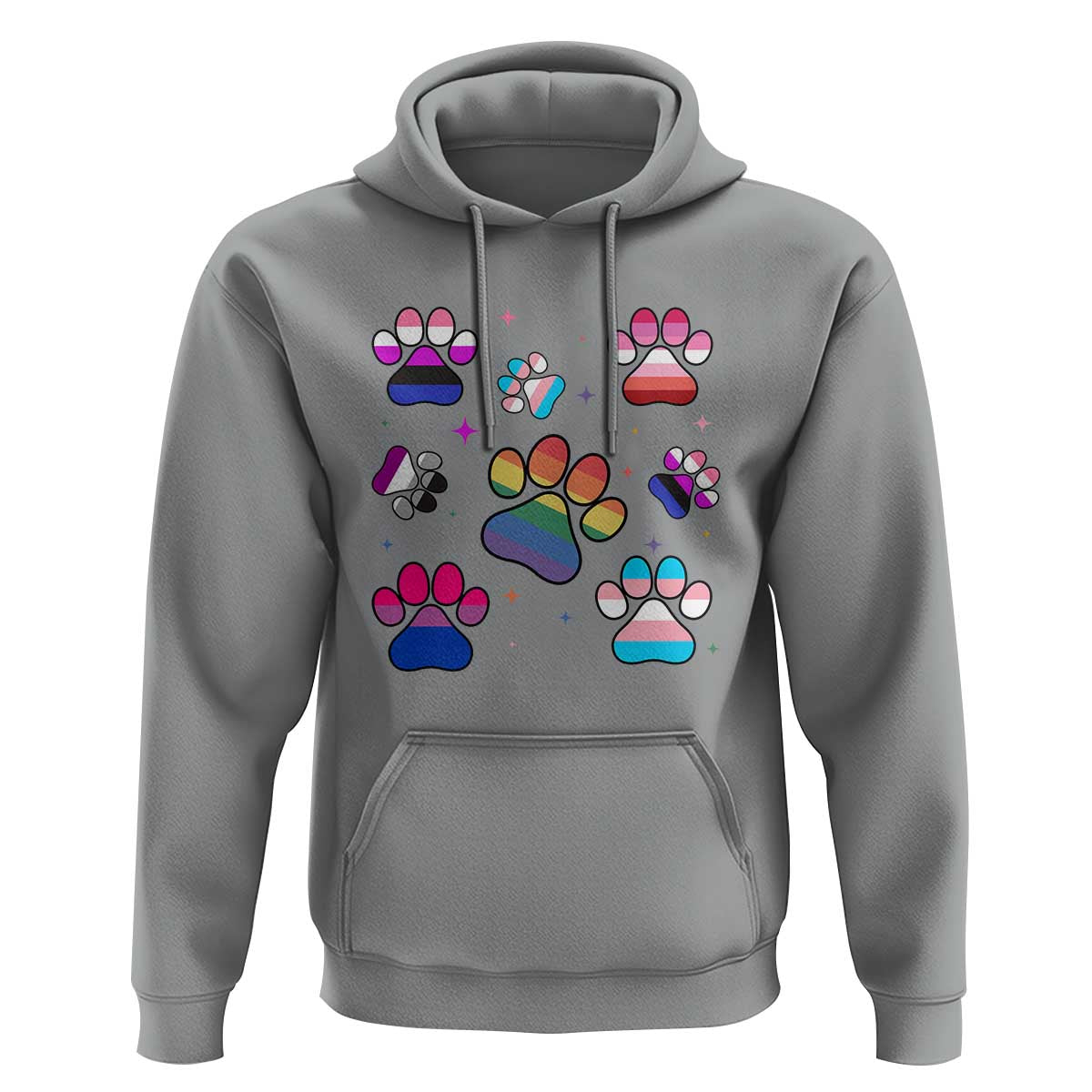 Funny Rainbow Paw Print Pride Hoodie LGBTQ Pet Lover
