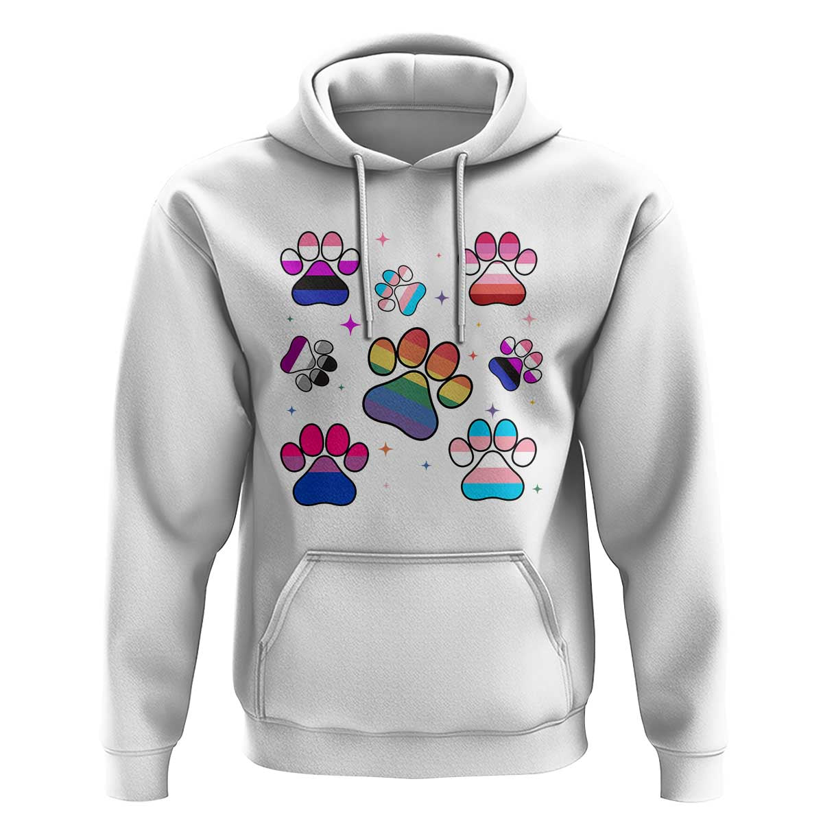 Funny Rainbow Paw Print Pride Hoodie LGBTQ Pet Lover