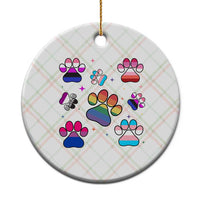 Funny Rainbow Paw Print Pride Ceramic Ornament LGBTQ Pet Lover
