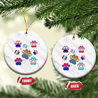 Funny Rainbow Paw Print Pride Ceramic Ornament LGBTQ Pet Lover
