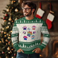 Funny Rainbow Paw Print Pride Ugly Christmas Sweater LGBTQ Pet Lover
