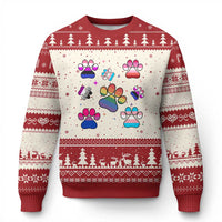 Funny Rainbow Paw Print Pride Ugly Christmas Sweater LGBTQ Pet Lover