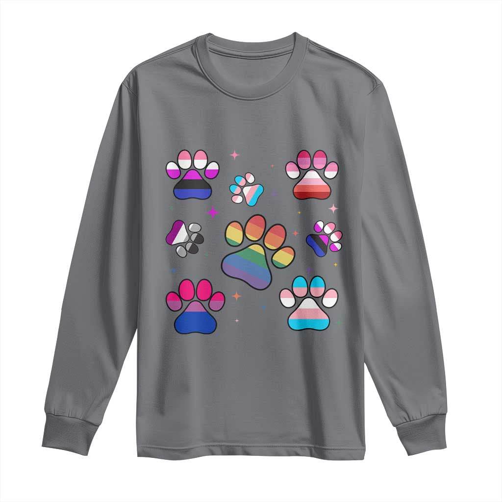 Funny Rainbow Paw Print Pride Long Sleeve Shirt LGBTQ Pet Lover