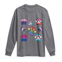 Funny Rainbow Paw Print Pride Long Sleeve Shirt LGBTQ Pet Lover