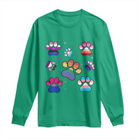 Funny Rainbow Paw Print Pride Long Sleeve Shirt LGBTQ Pet Lover