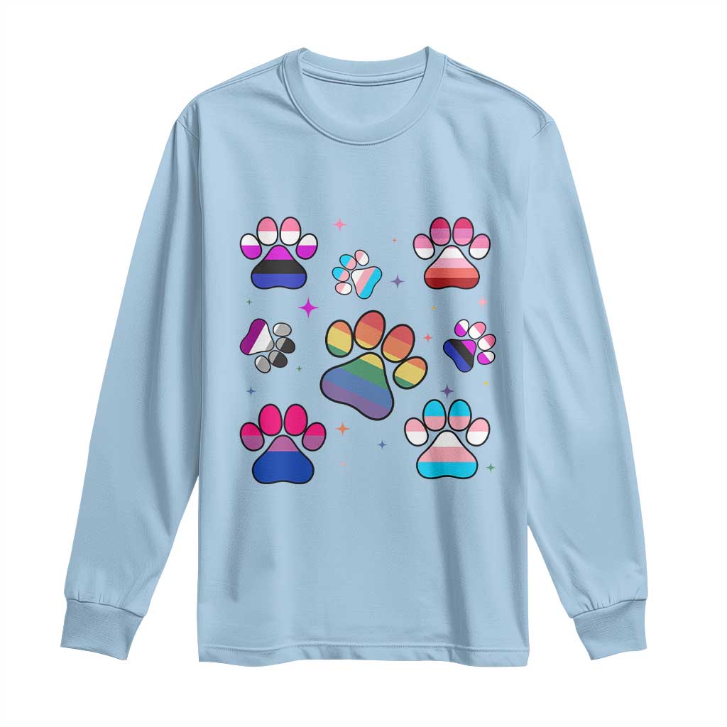 Funny Rainbow Paw Print Pride Long Sleeve Shirt LGBTQ Pet Lover
