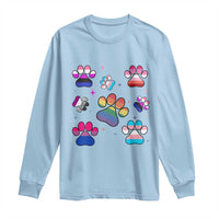 Funny Rainbow Paw Print Pride Long Sleeve Shirt LGBTQ Pet Lover