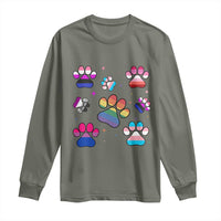 Funny Rainbow Paw Print Pride Long Sleeve Shirt LGBTQ Pet Lover