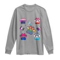 Funny Rainbow Paw Print Pride Long Sleeve Shirt LGBTQ Pet Lover