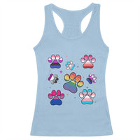 Funny Rainbow Paw Print Pride Racerback Tank Top LGBTQ Pet Lover