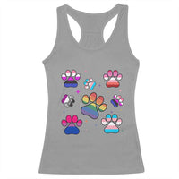 Funny Rainbow Paw Print Pride Racerback Tank Top LGBTQ Pet Lover