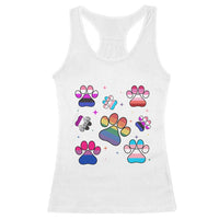 Funny Rainbow Paw Print Pride Racerback Tank Top LGBTQ Pet Lover