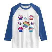 Funny Rainbow Paw Print Pride Raglan Shirt LGBTQ Pet Lover