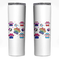 Funny Rainbow Paw Print Pride Skinny Tumbler LGBTQ Pet Lover