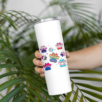 Funny Rainbow Paw Print Pride Skinny Tumbler LGBTQ Pet Lover