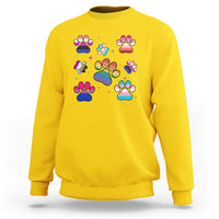 Funny Rainbow Paw Print Pride Sweatshirt LGBTQ Pet Lover