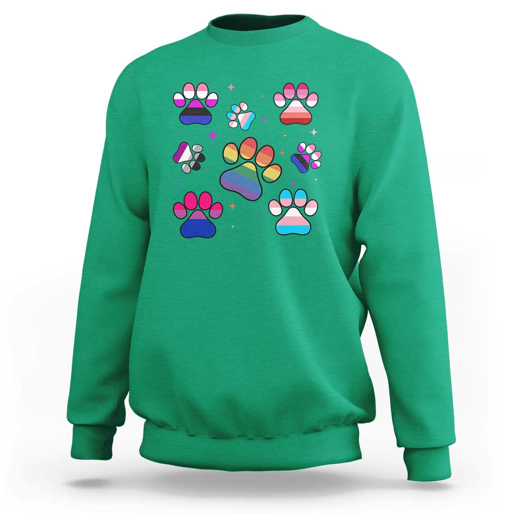 Funny Rainbow Paw Print Pride Sweatshirt LGBTQ Pet Lover