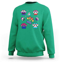 Funny Rainbow Paw Print Pride Sweatshirt LGBTQ Pet Lover