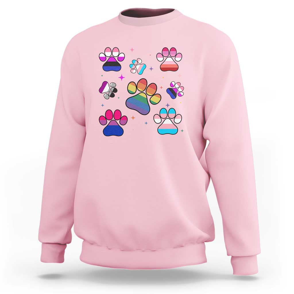 Funny Rainbow Paw Print Pride Sweatshirt LGBTQ Pet Lover