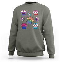 Funny Rainbow Paw Print Pride Sweatshirt LGBTQ Pet Lover