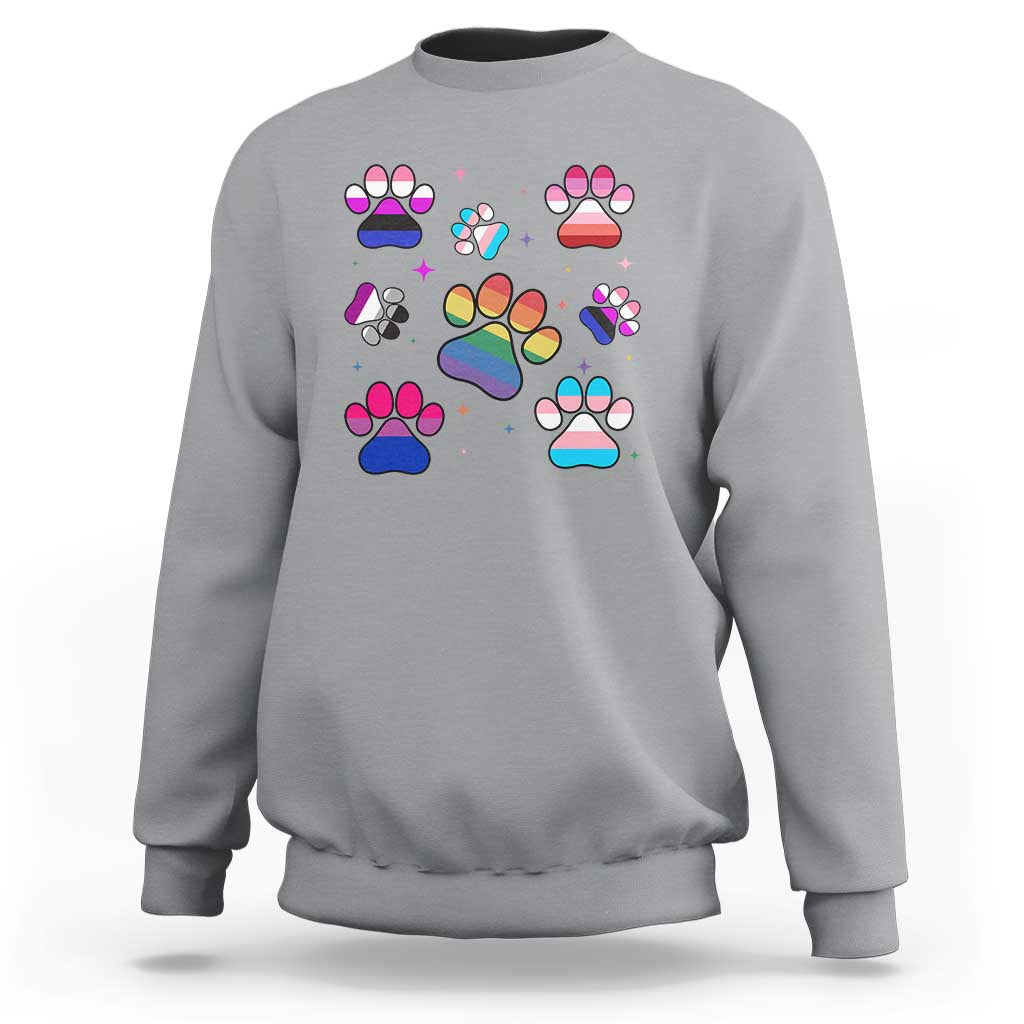 Funny Rainbow Paw Print Pride Sweatshirt LGBTQ Pet Lover