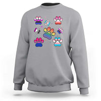 Funny Rainbow Paw Print Pride Sweatshirt LGBTQ Pet Lover