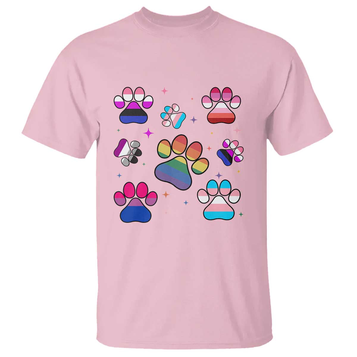 Funny Rainbow Paw Print Pride T Shirt LGBTQ Pet Lover