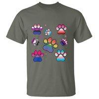 Funny Rainbow Paw Print Pride T Shirt LGBTQ Pet Lover