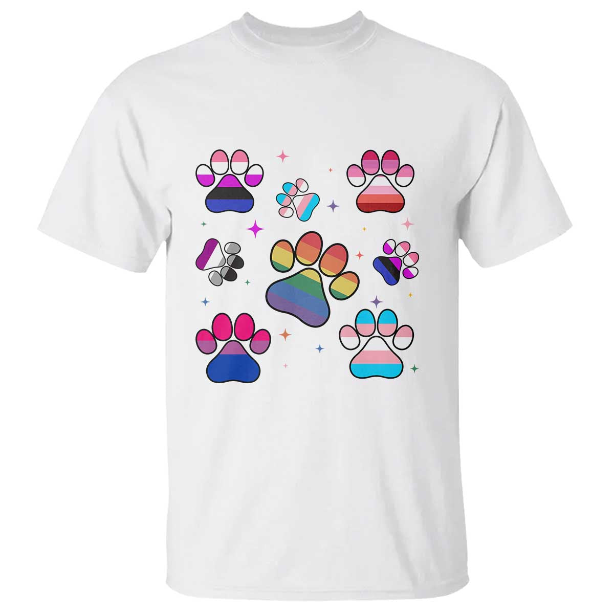 Funny Rainbow Paw Print Pride T Shirt LGBTQ Pet Lover