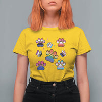 Funny Rainbow Paw Print Pride T Shirt For Women LGBTQ Pet Lover