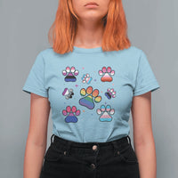 Funny Rainbow Paw Print Pride T Shirt For Women LGBTQ Pet Lover