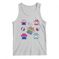 Funny Rainbow Paw Print Pride Tank Top LGBTQ Pet Lover