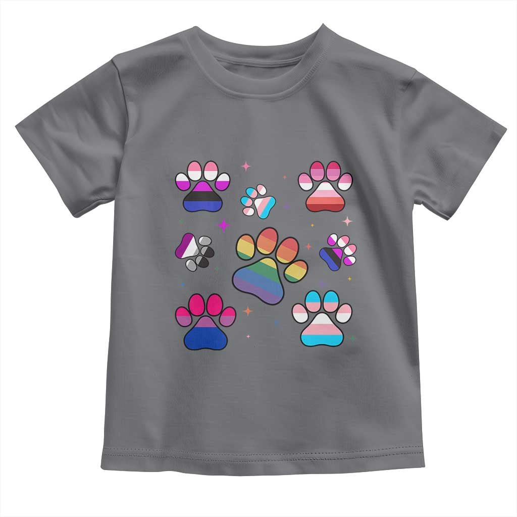 Funny Rainbow Paw Print Pride Toddler T Shirt LGBTQ Pet Lover