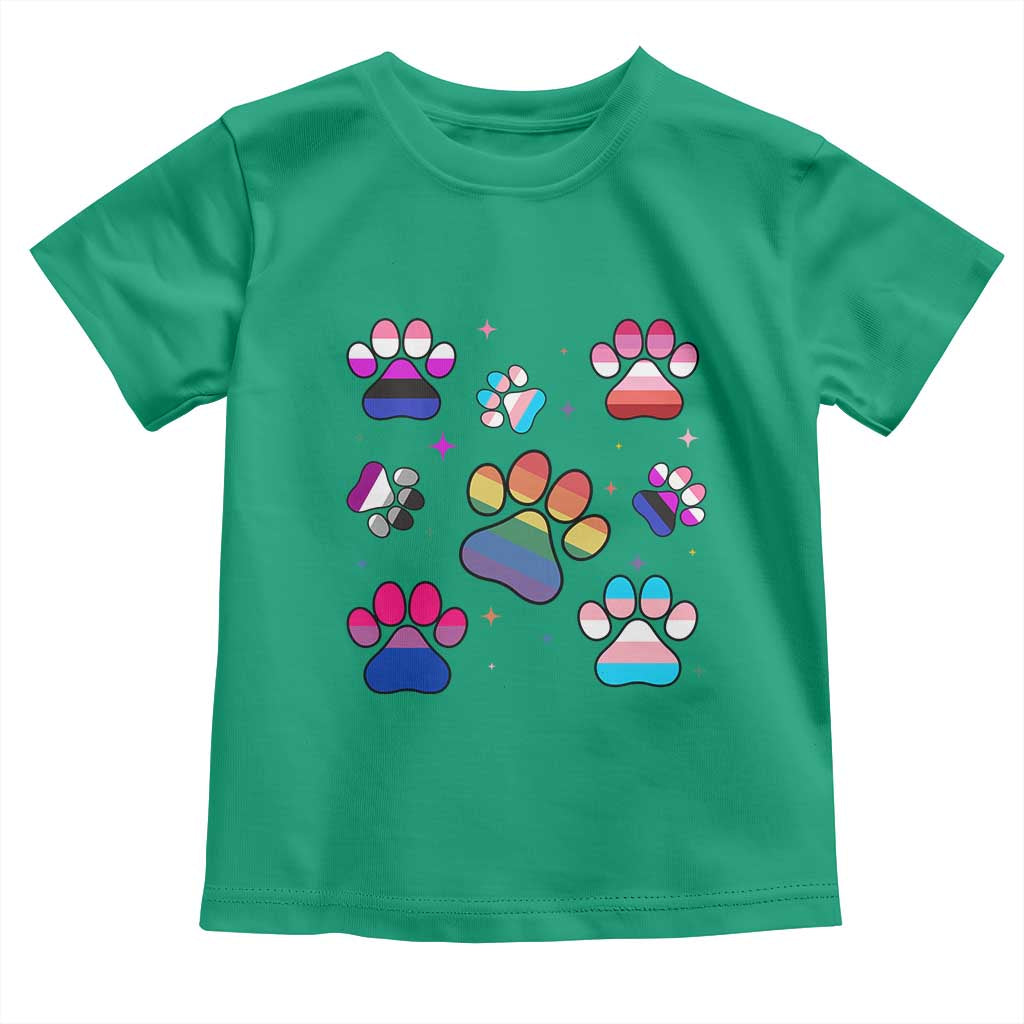 Funny Rainbow Paw Print Pride Toddler T Shirt LGBTQ Pet Lover
