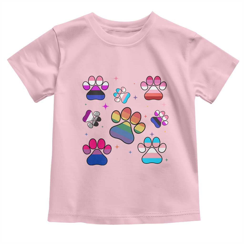 Funny Rainbow Paw Print Pride Toddler T Shirt LGBTQ Pet Lover
