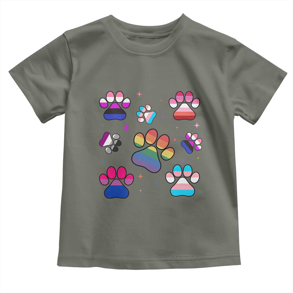 Funny Rainbow Paw Print Pride Toddler T Shirt LGBTQ Pet Lover